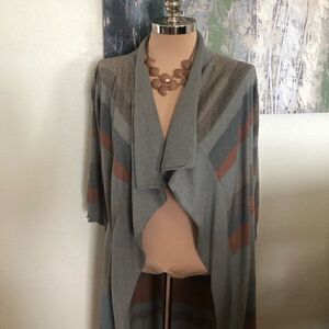 NWT PERUVIAN CONNECTION Camargue Pima Cotton Striped Duster Sweater